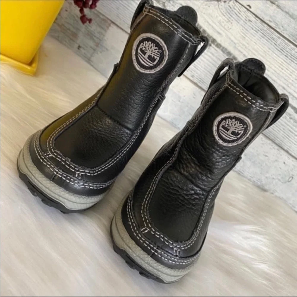 Timberland Leather Children Unisex Pull On Black Boots Size 5M